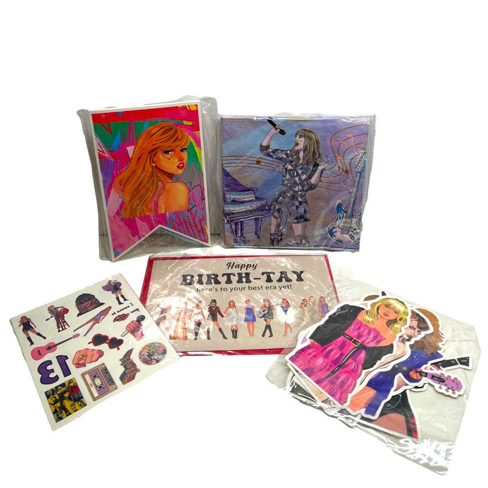 Taylor Swift Birthday Bundle Including Garlands, Tattoos, Card And Napkins